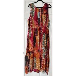 Coldwater Creek Maxi Dress 2X Tiered Colorful Boho Artsy Flowy Lightweight NWT